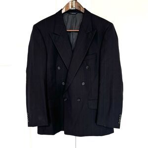 Burberry Navy Blue Pinstripe Wool Double Breasted Suit Coat Blazer 44 Jacket